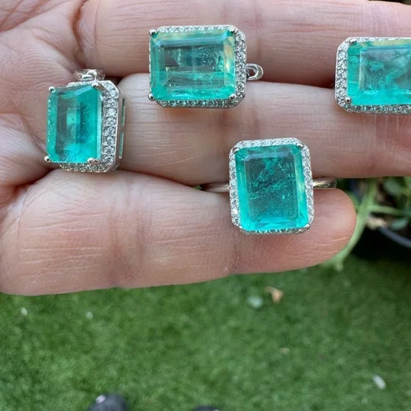 FINAL SALE Natural Paraiba Tourmaline Doublet Set in 925 Sterling Silver - Picture 2 of 14